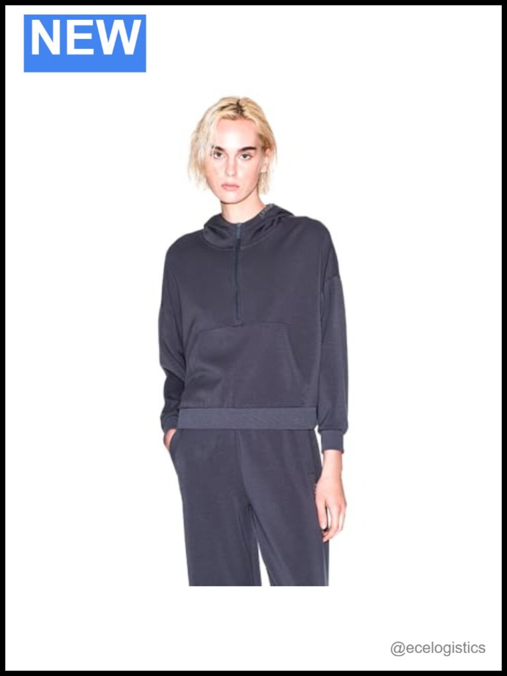 Half Zip Hooded Sweatshirt Pullover Stretch Scuba Kangaroo Pocket